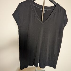 White House Black Market Black V-Neck Short Sleeve Top Size S